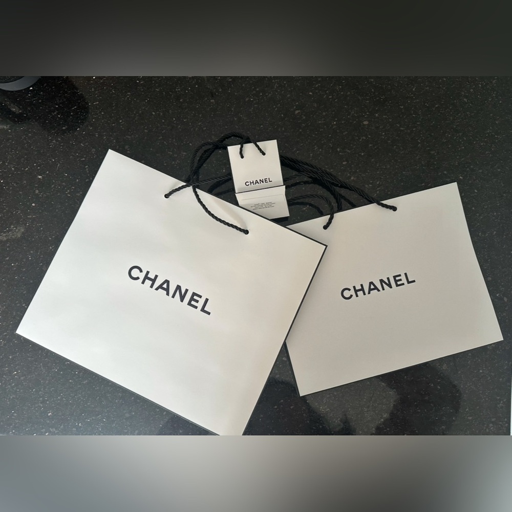 3 x Chanel White & Black Paper Shopping Gift Bags EMPTY BAGS NEW